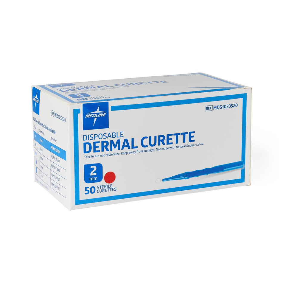 Sterile Dermal Curettes Rounded Handle, 2.0 mm