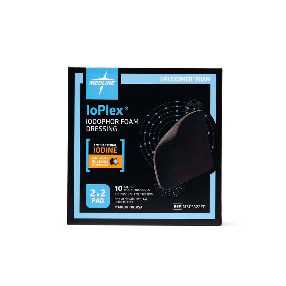 IoPlex Iodophor Foam Wound Dressing w/ Iodine, 2" x 2" (5 x 5 cm)