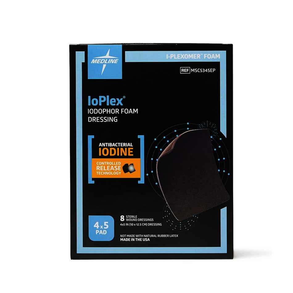 IoPlex Iodophor Foam Wound Dressing w/ Iodine, 4" x 4.75" (10 x 12 cm)