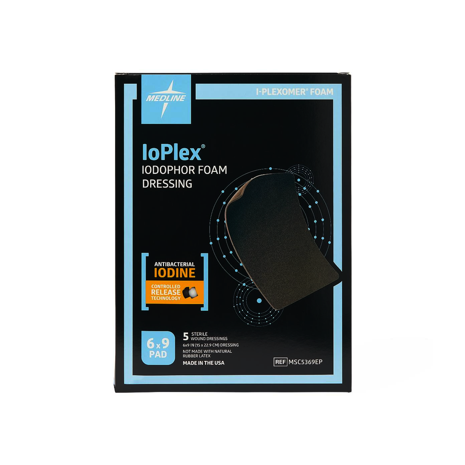 IoPlex Iodophor Foam Wound Dressing w/ Iodine, 6" x 9" (15 x 22.5 cm)