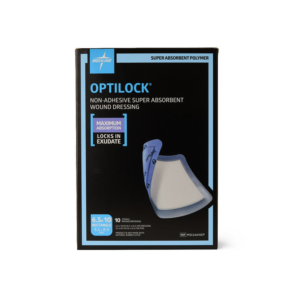 OptiLock Non-Adhesive Super Absorbent Wound Dressing, 6.25" x 10" (16 cm x 25 cm)