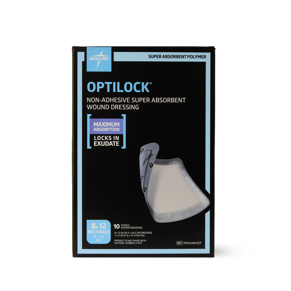 OptiLock Non-Adhesive Super Absorbent Wound Dressing, 8" x 12" (20 cm x 30 cm)