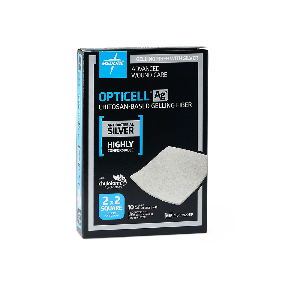 Opticell Ag+ Silver Antibacterial Gelling Fiber Wound Dressing, 2" x 2" (5 x 5 cm)