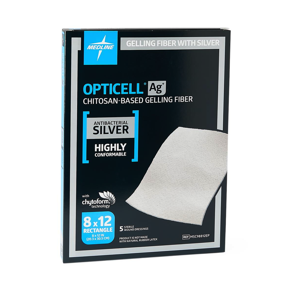 Opticell Ag+ Silver Antibacterial Gelling Fiber Wound Dressing, 6" x 8" (15 x 20 cm)