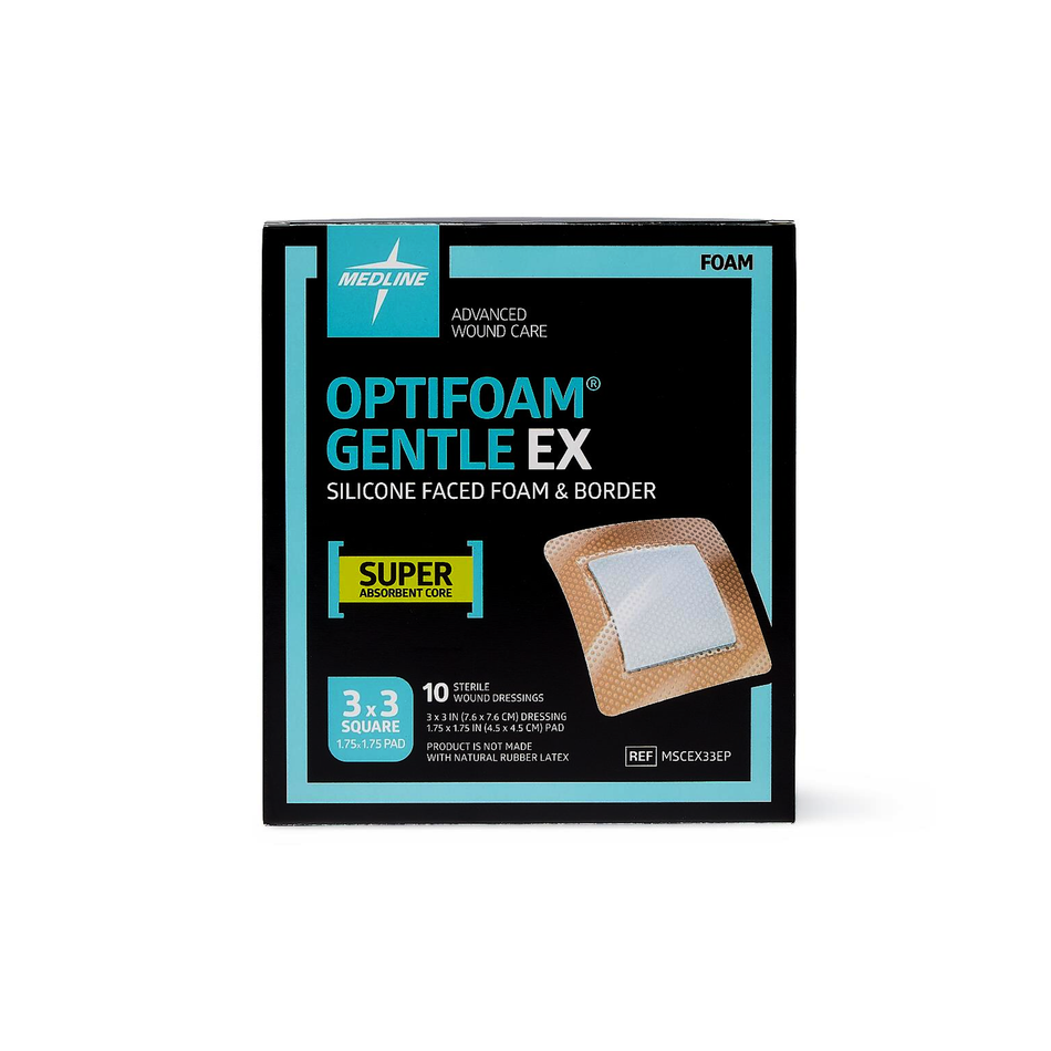 Optifoam Gentle EX Bordered Foam Dressing, 3" x 3" (7.6 x 7.6 cm)