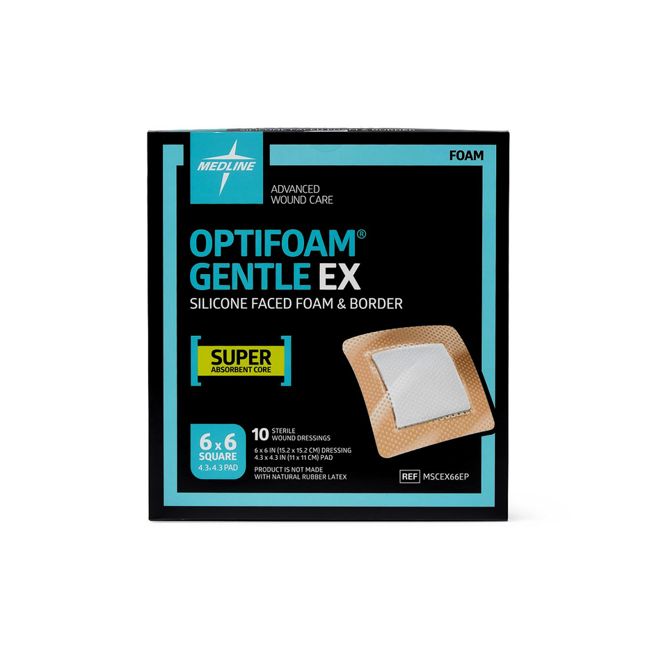 Optifoam Gentle EX Bordered Foam Dressing, 6" x 6" (15.2 x 15.2 cm)