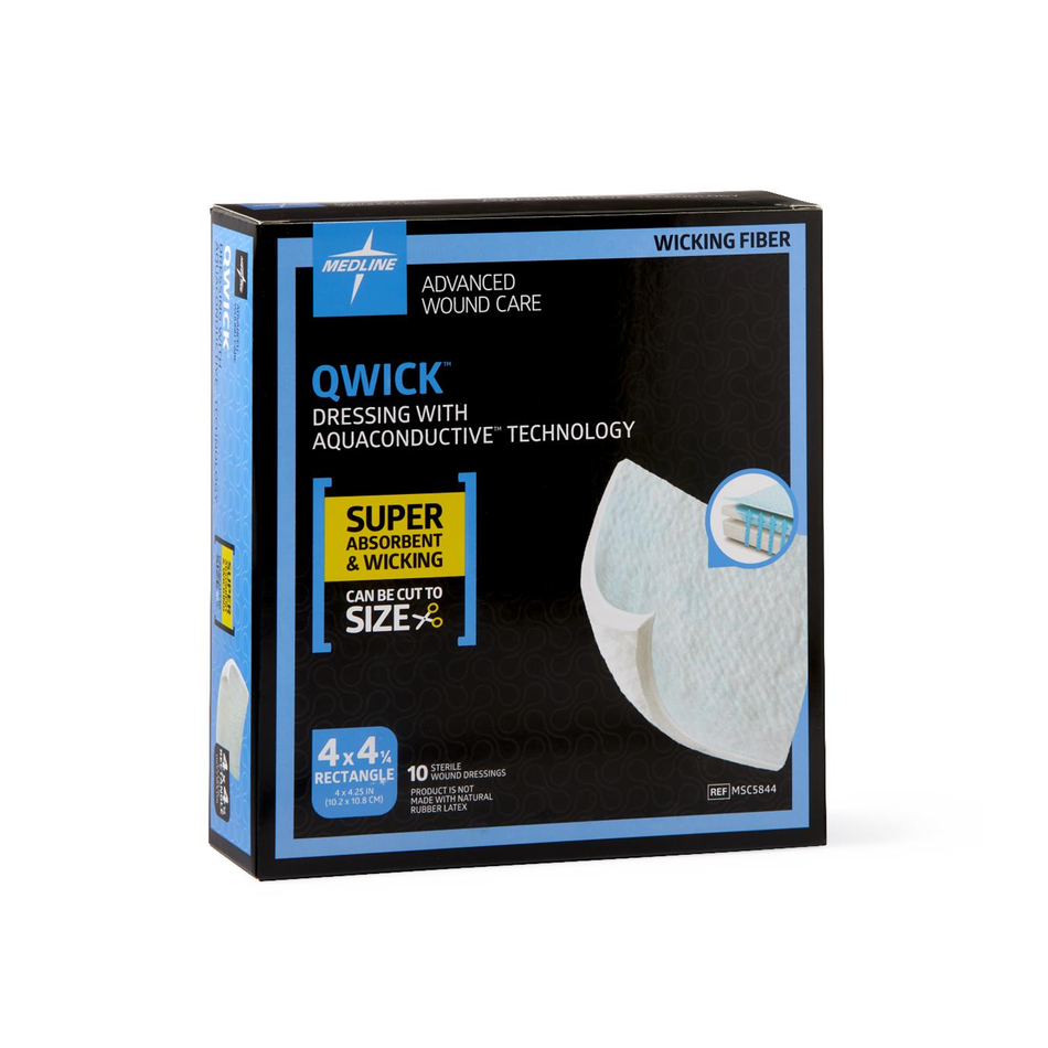Qwick Superabsorbent Dressing w/ Aquaconductive Technology, 4.25" x 4" (10.2 x 10.8 cm)