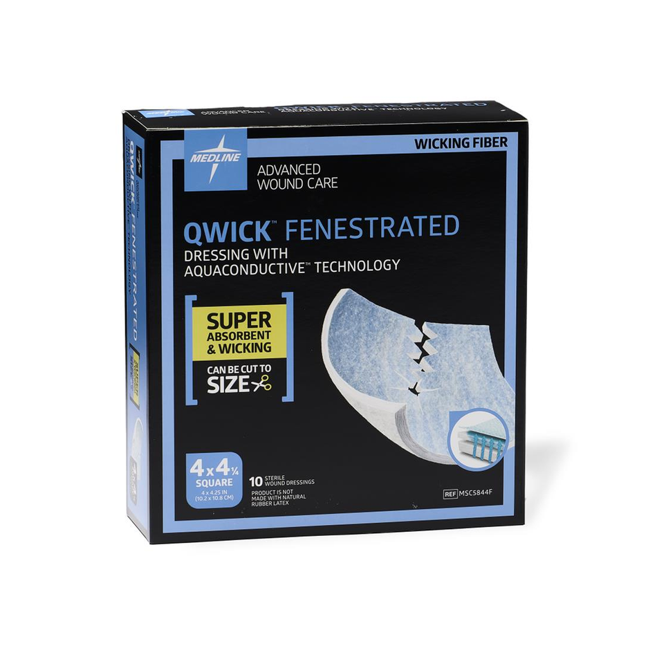 Qwick Fenestrated Superabsorbent Dressing w/ Aquaconductive Technology, 4.25" x 4" (10.2 x 10.8 cm)