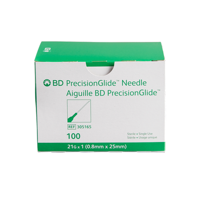 21G x 1" - BD305165 PrecisionGlide Hypodermic Needle, Box of 100
