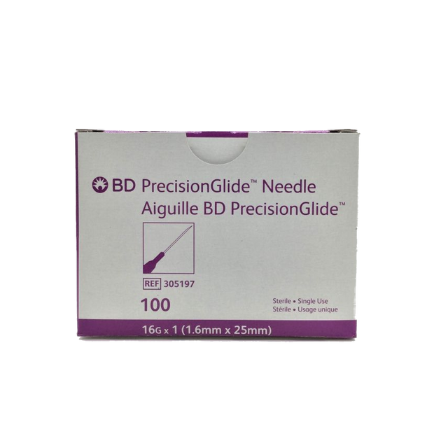 16G x 1" - BD305197 PrecisionGlide Hypodermic Needle, Box of 100