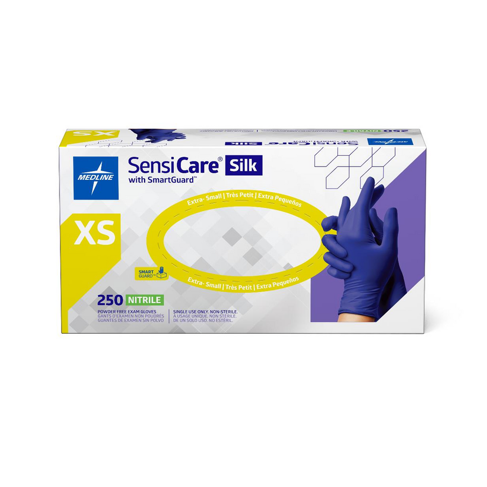 SensiCare Silk Dark Blue Nitrile Exam Glove, X-Small