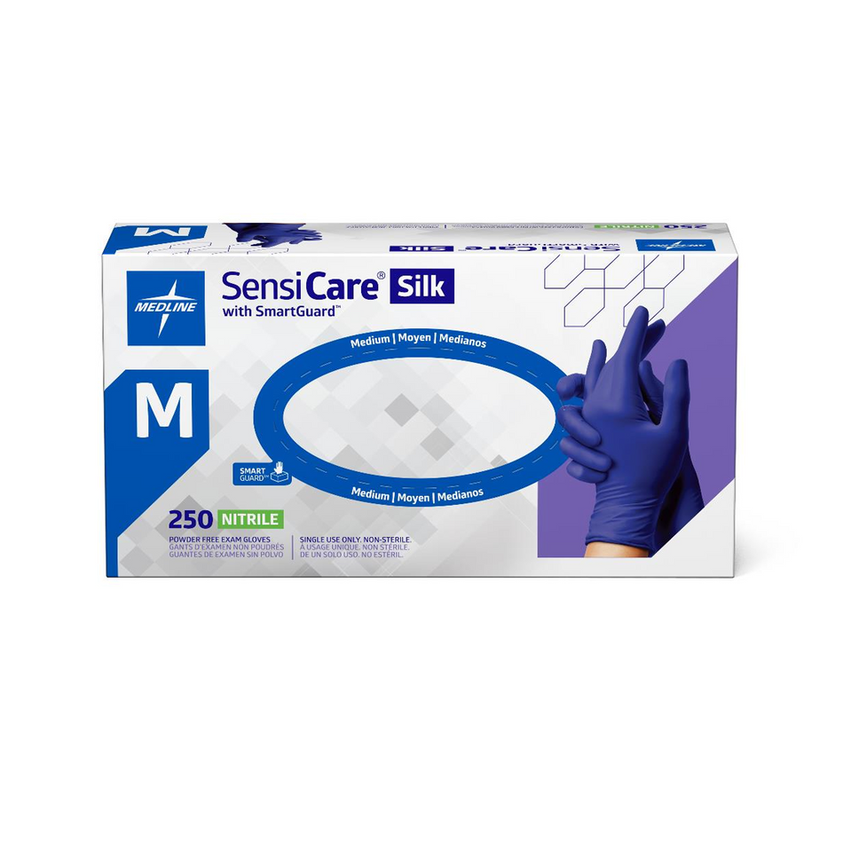 SensiCare Silk Dark Blue Nitrile Exam Glove, Medium
