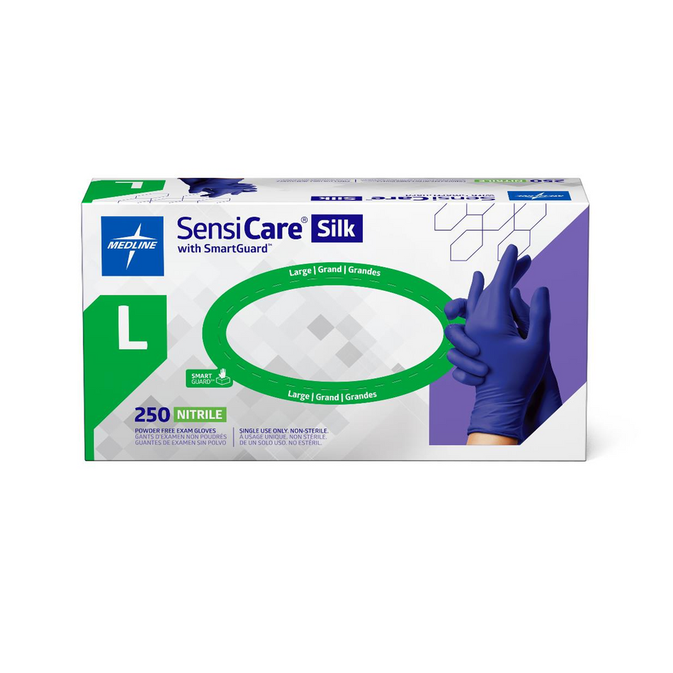 SensiCare Silk Dark Blue Nitrile Exam Glove, Large