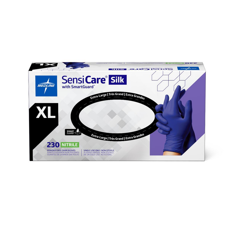 SensiCare Silk Dark Blue Nitrile Exam Glove, X-Large