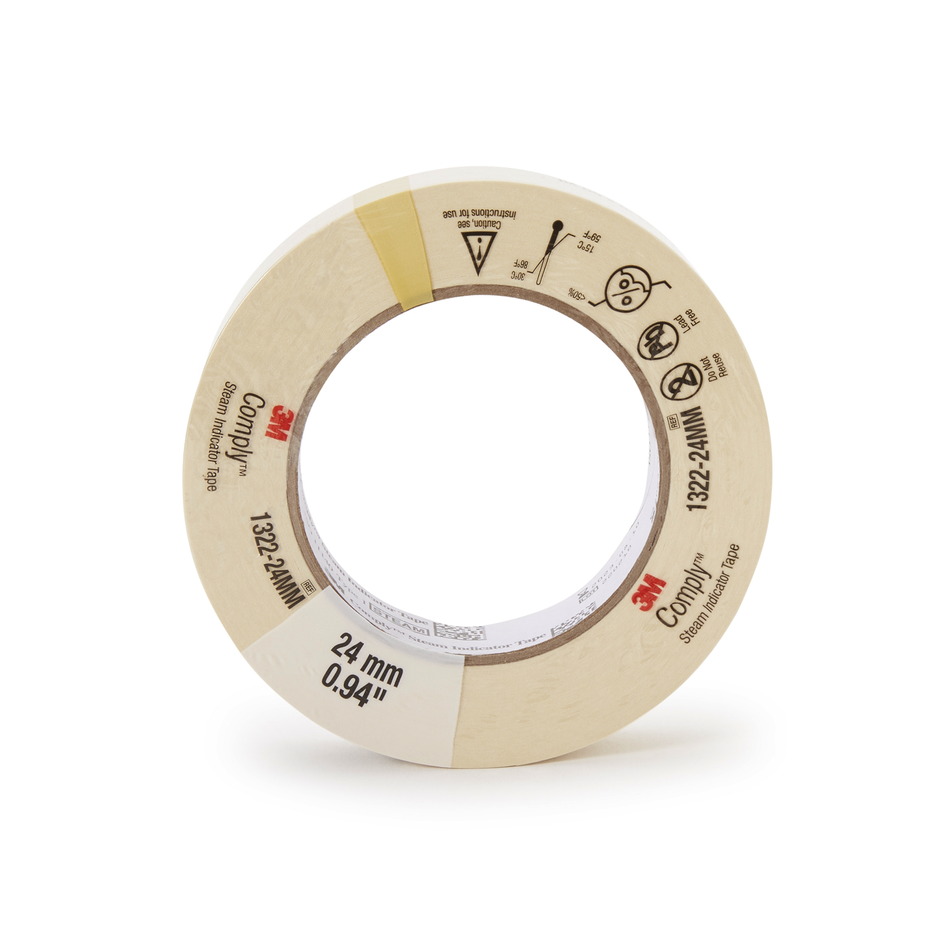 3M Comply Lead Free Steam Indicator Tapes (AAMI Type 1), 0.94" x 60 yd. (24mm x 55m)