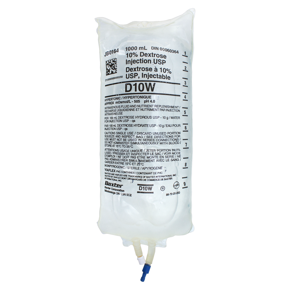 Baxter 10% Dextrose Injection Solution USP, 1000 mL Viaflex PVC Container