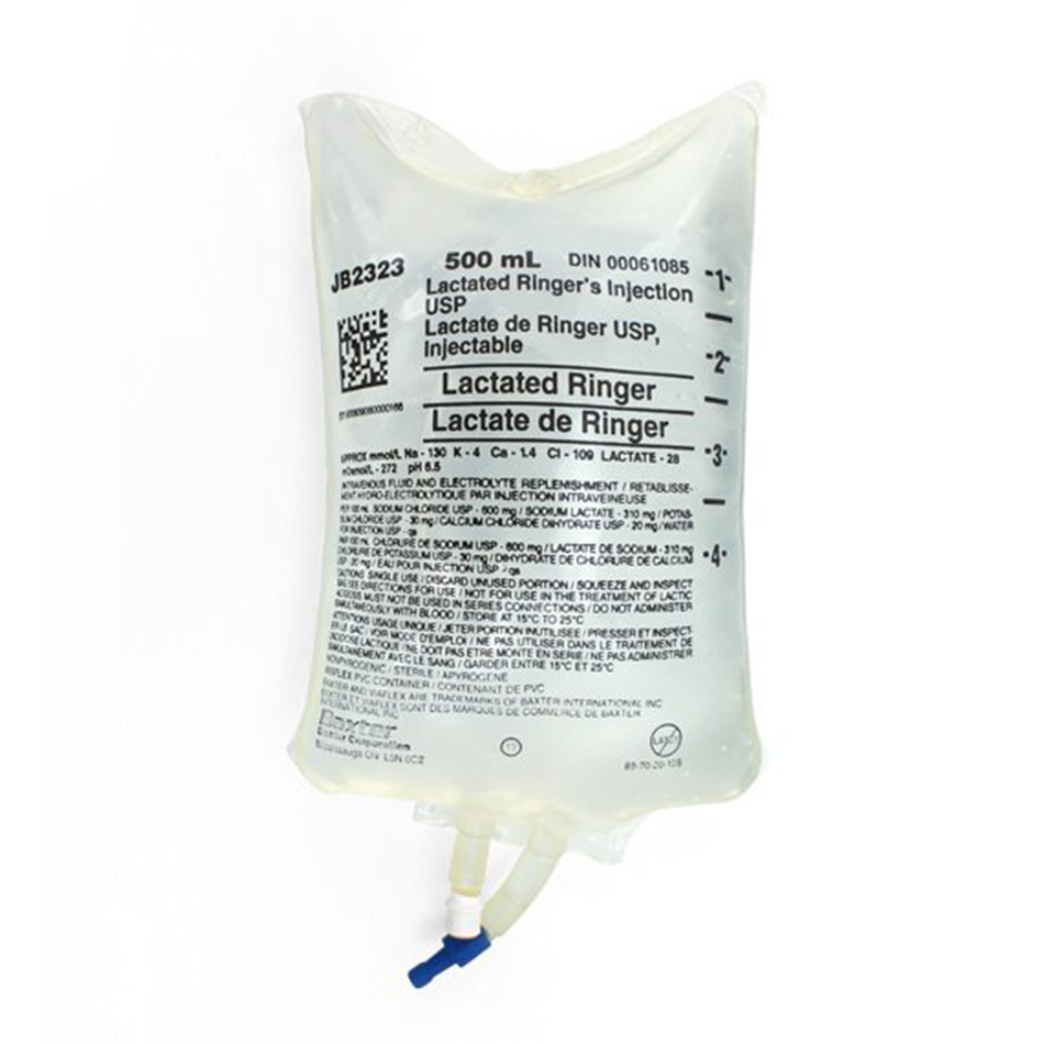 Baxter Lactated Ringer's Injection Solution USP, 500 mL Viaflex PVC Container
