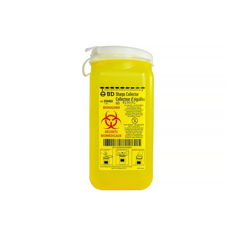 BD Tray Sharps Container with Funnel Entry, 1.5 qt. (1.4 L) Yellow