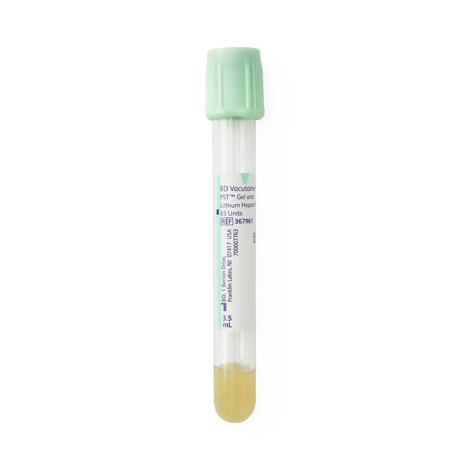 BD Vacutainer PST Plastic Blood Collection Tubes, 3.5 mL 13x100, Light Green Hemogard Closure