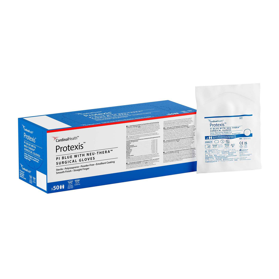 Protexis Synthetic Polyisoprene (PI) with Neu-Thera Emollient Coating Surgical Glove, Size 7.0 Blue 11.8" (30 cm) Length