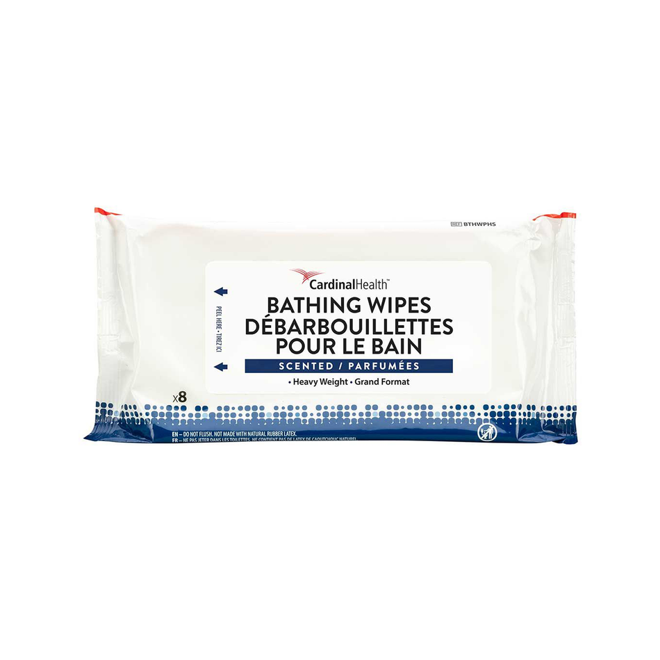 Cardinal Health Scented Bathing Wipes Heavy Weight, 7.8" x 7.8" (20 x 20 cm) 8 Wipes per Softpack