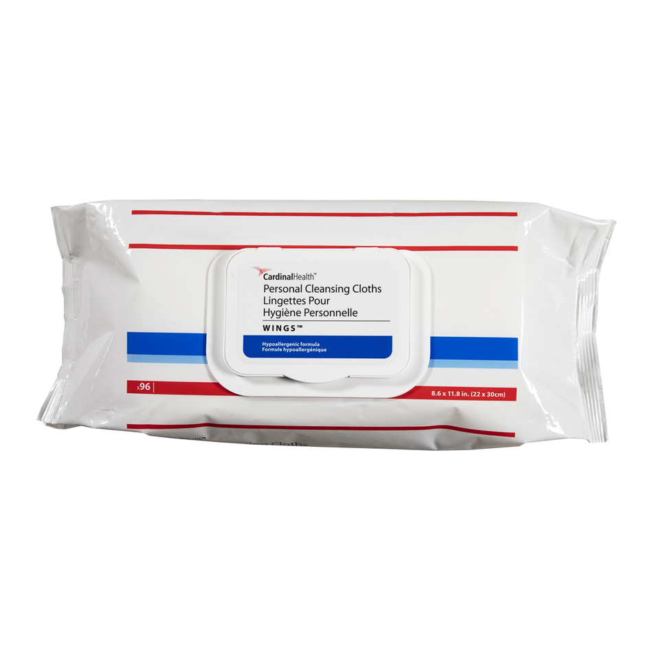 Wings Pre-Moistened Personal Cleansing Cloths, 8.6" x 11.8" (22 x 30 cm) 96 Wipes per Softpack