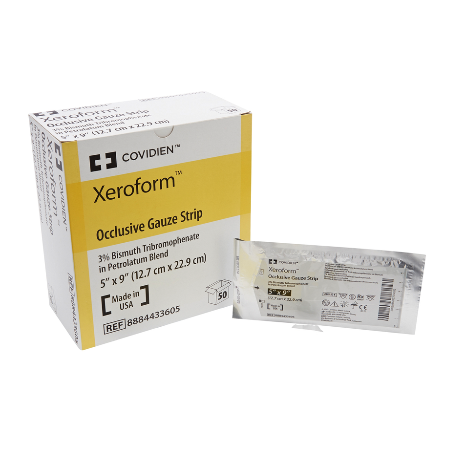 Xeroform Occlusive Petrolatum Gauze Strips, 5 in. x 9 in. (12.7 x 22.9 cm) Sterile