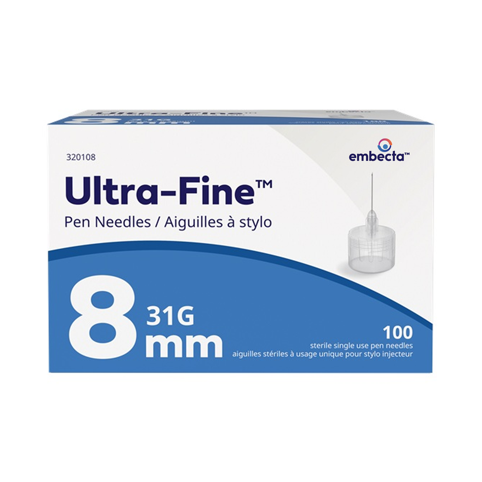 BD Ultra-Fine Insulin Pen Needles 31G x 8mm, Sterile Single-Use