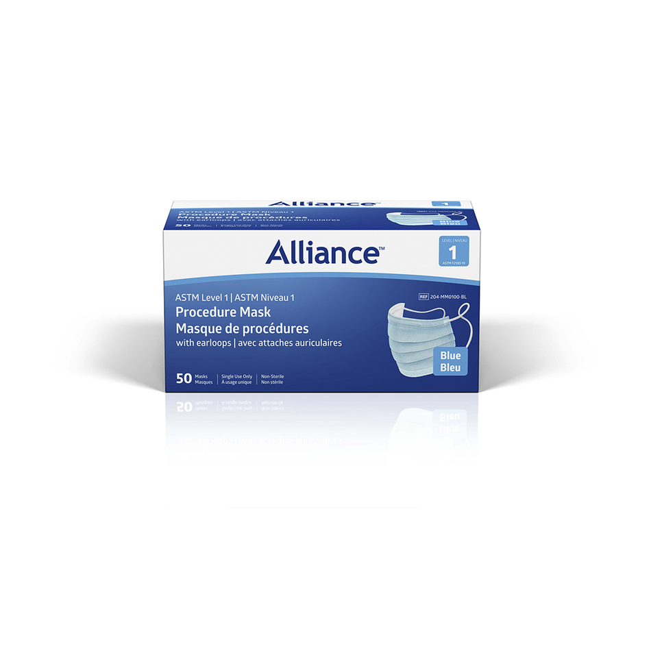 Alliance Surgical Face Mask with Earloops, Blue ASTM Level-3