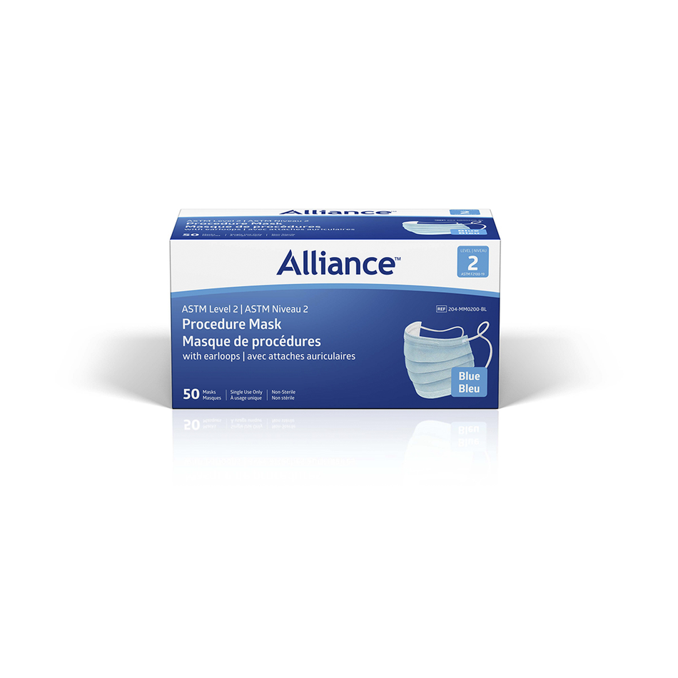 Alliance Surgical Face Mask with Earloops, Blue ASTM Level-2