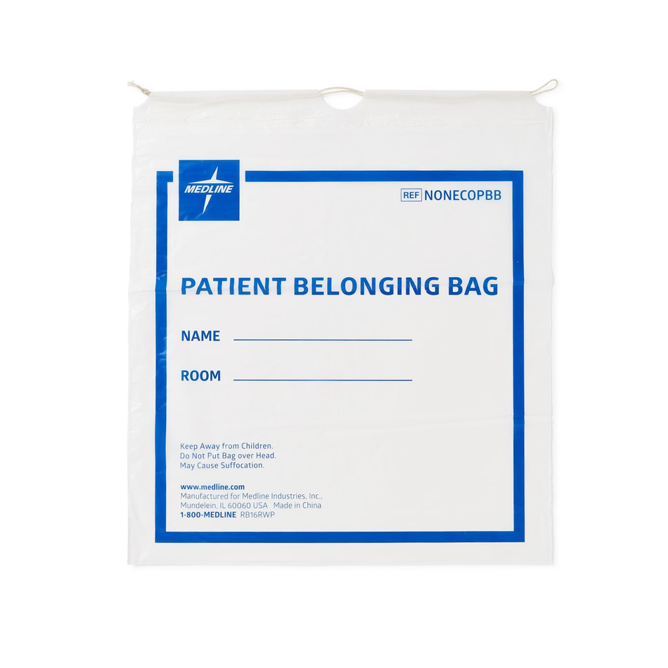 Medline Compostable White Patient Belongings Bag, 18" x 20" (45.72 x 50.8 cm)
