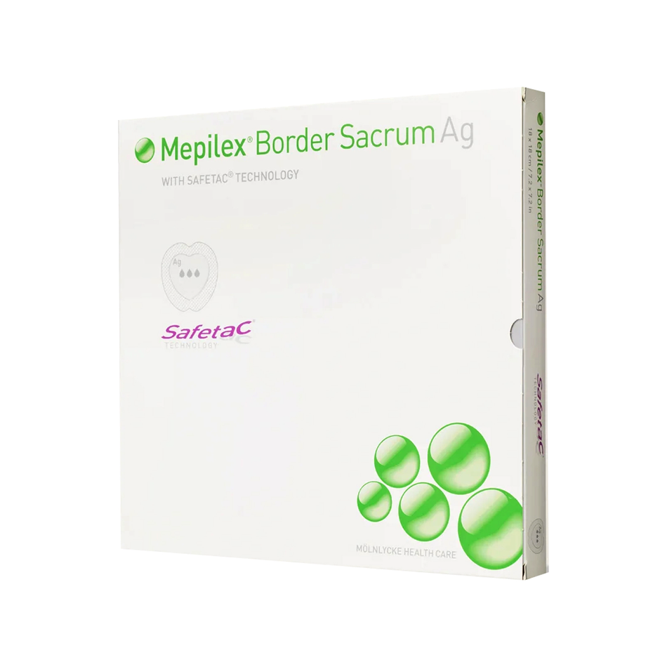 Mepilex Border Sacrum Ag Antimicrobial Dressing, 7" x 7" (18 x 18 cm)