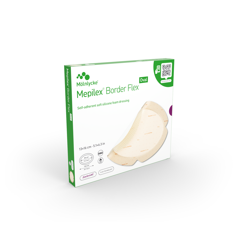 Mepilex Border Flex Oval Foam Dressing, 5.1" x 6.3" (13 x 16 cm)