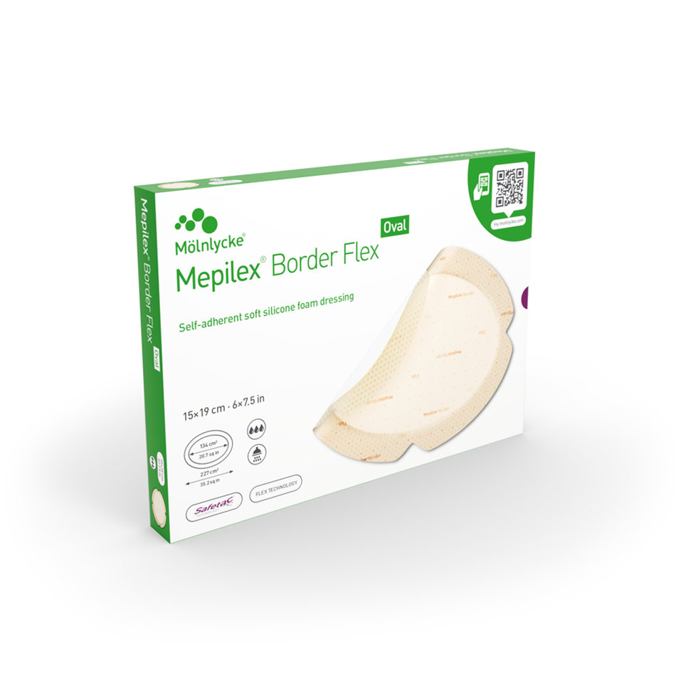 Mepilex Border Flex Oval Foam Dressing, 6" x 7-1/2" (15 x 19 cm)