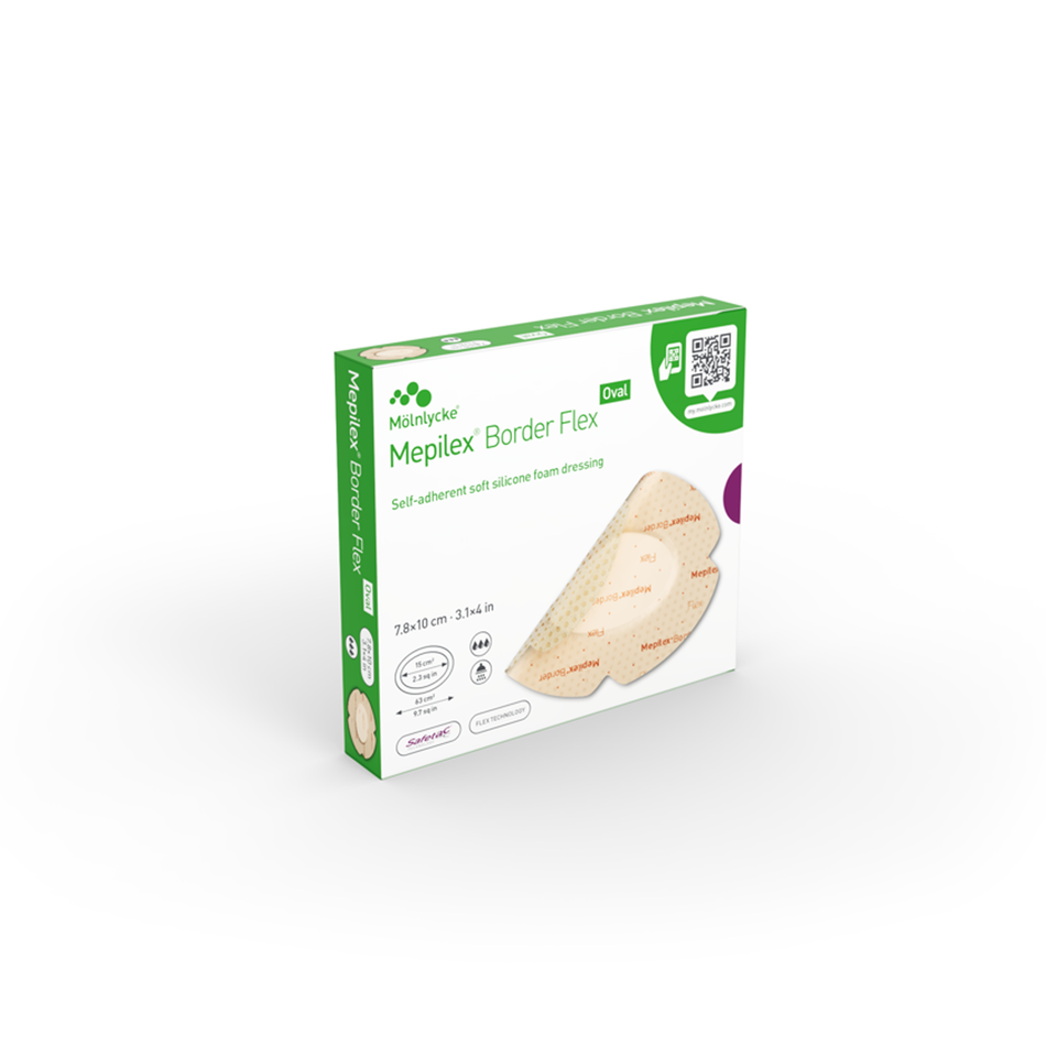 Mepilex Border Flex Oval Foam Dressing, 3-1/10" x 4" (7.8 x 10 cm)