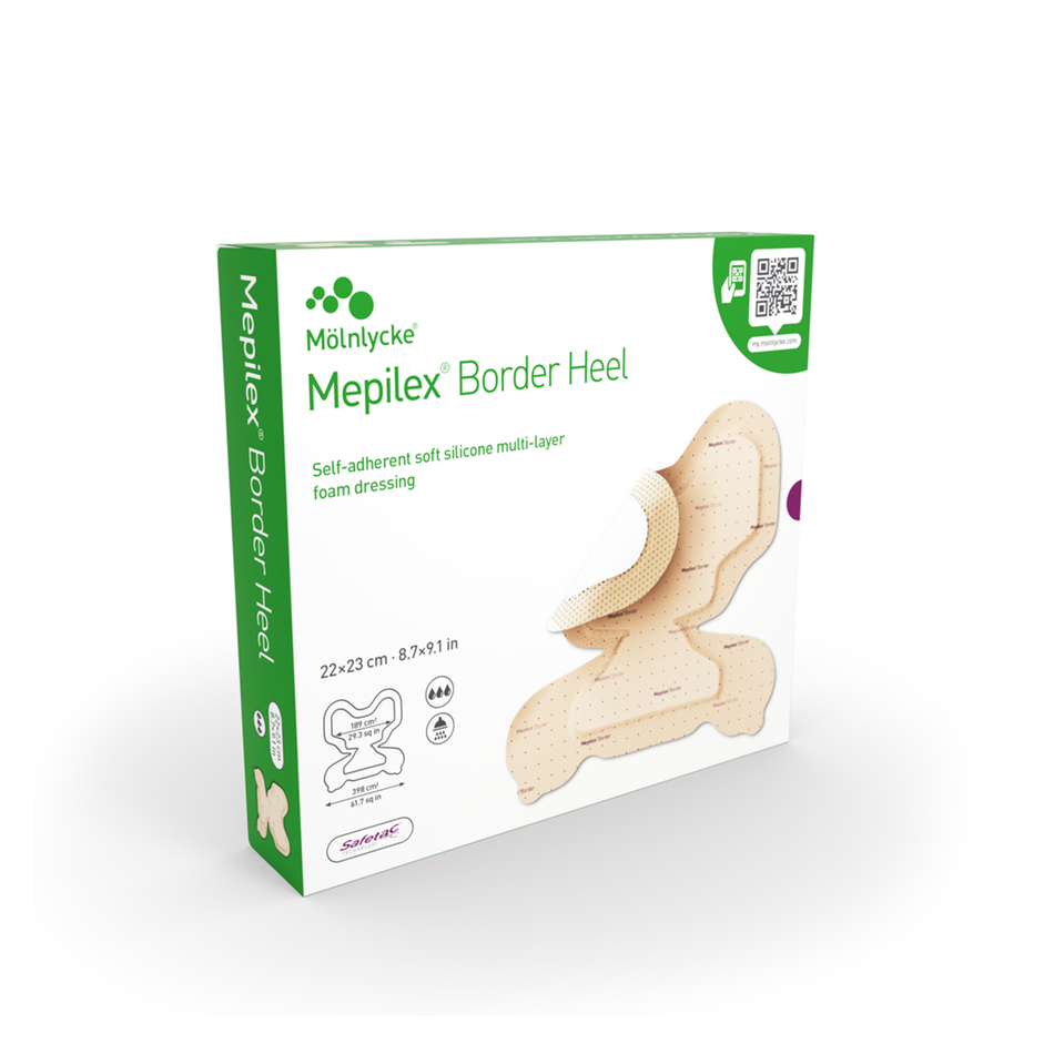 Mepilex Border Heel All-In-One Foam Dressing, 8.7" x 9" (22 x 23 cm)