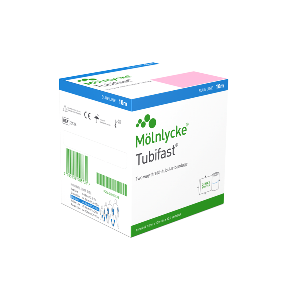 Tubifast 2-Way Stretch Bandage Blue, for Large Limbs 7.5 cm x 10m