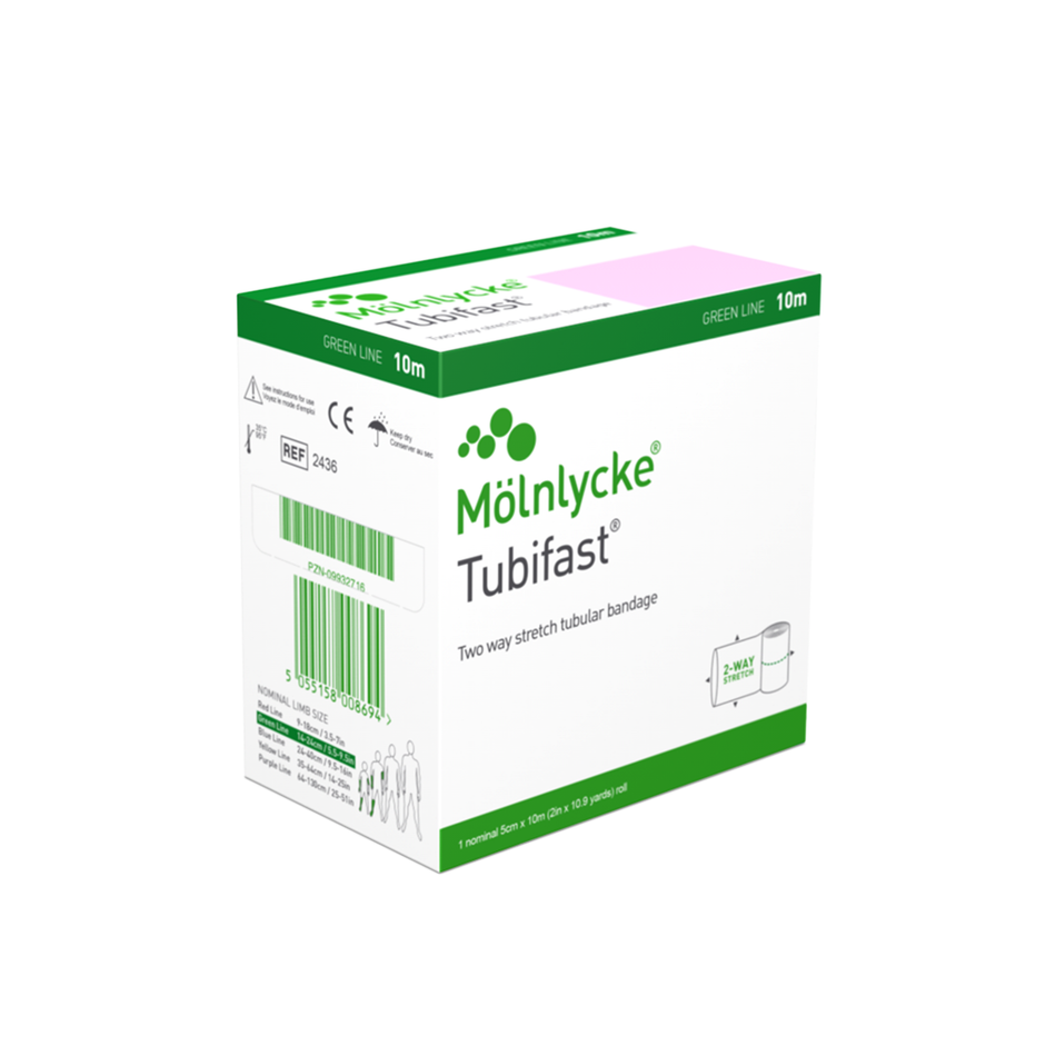 Tubifast 2-Way Stretch Bandage Green, for Small & Medium Limbs 5 cm x 10m