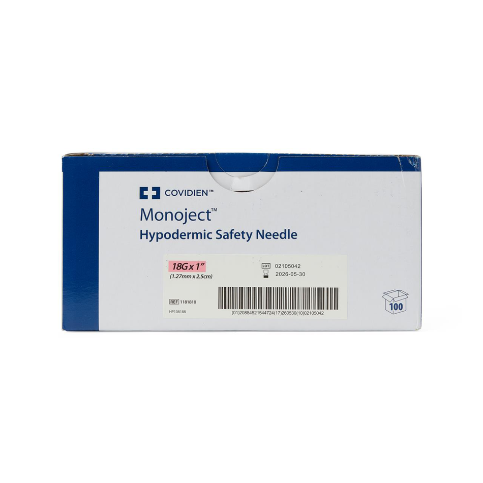 Monoject Hypodermic Safety Needle, 18G x 1"