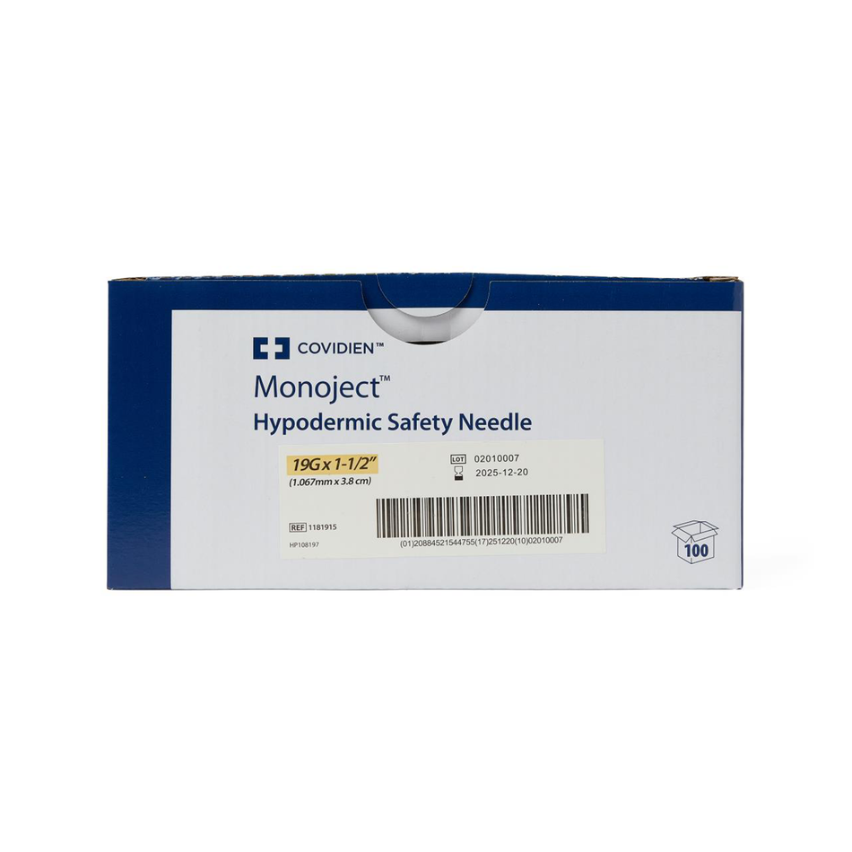 Monoject Hypodermic Safety Needle, 19G x 1-1/2"