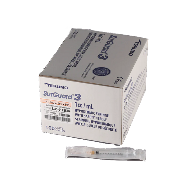 Terumo Syringes with SurGuard3 25G Safety Hypodermic Needles:First Aid