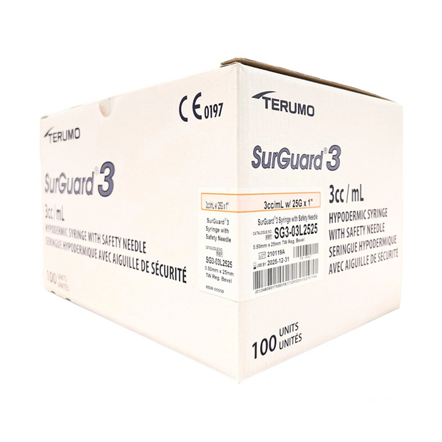 Terumo SurGuard3 Hypodermic Syringes with Safety Needle Box/100